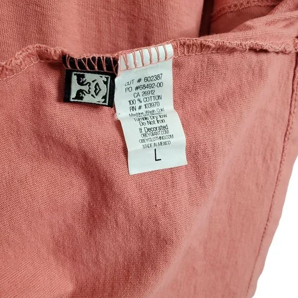 Obey Size L Shirt Tee T-Shirt Pullover Short Sleeve Graphic Logo Tag 100% Cotton - Picture 5 of 7